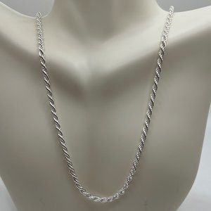 24" Mens Thick/Heavy Silver Rope Chain - 925 Italy